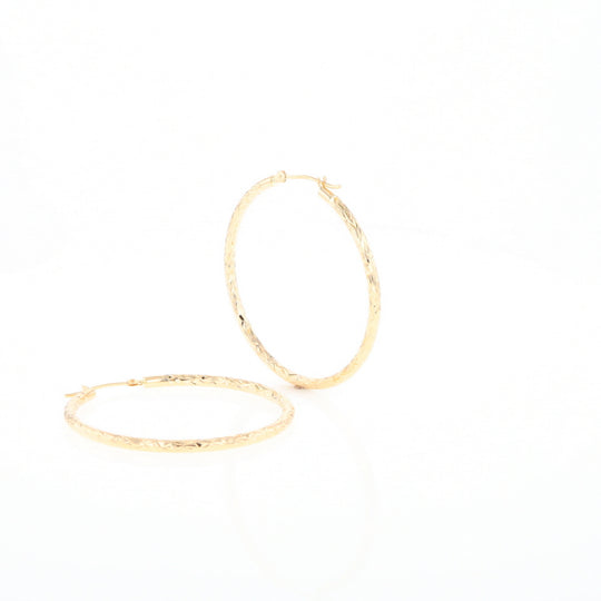 Textured Hollow Diamond Cut Hoop Earrings