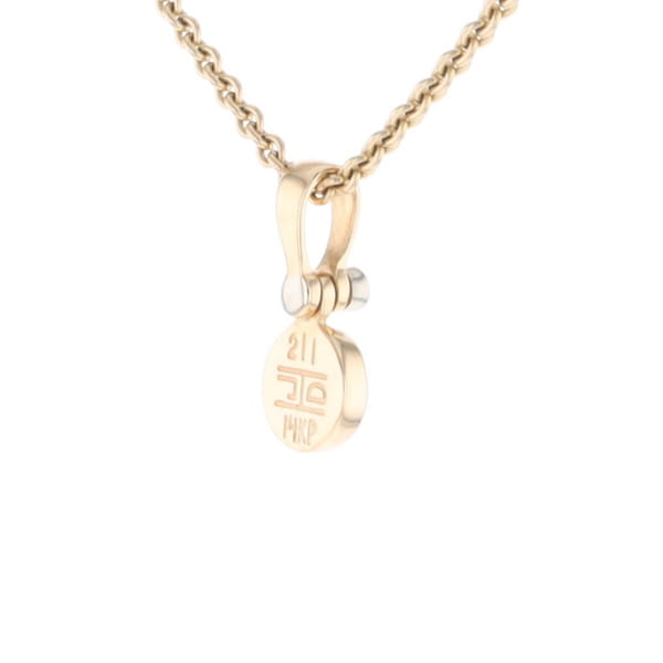 Gold Quartz Necklace Round Inlaid Pendant with .02ct Round Diamond