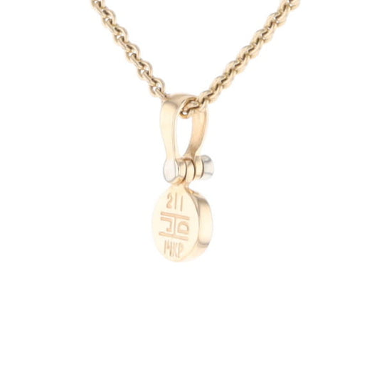 Gold Quartz Necklace Round Inlaid Pendant with .02ct Round Diamond