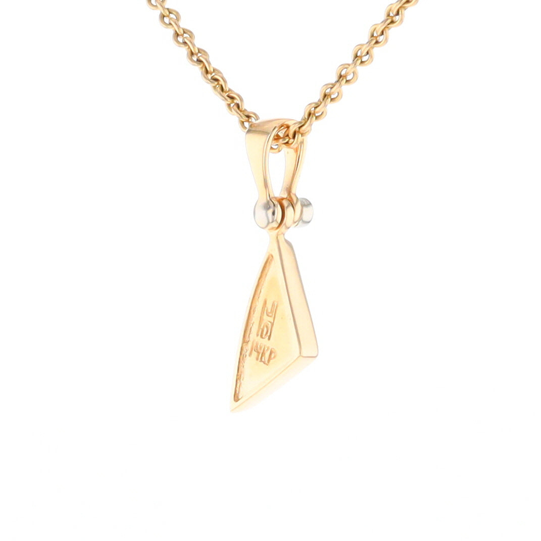 Gold Quartz Necklace Sail Inlaid Design Pendant with .02ct Diamond