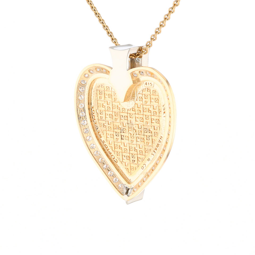 Gold Quartz Necklace Cupid's Revenge 2.24ctw Diamonds Heart Pendant