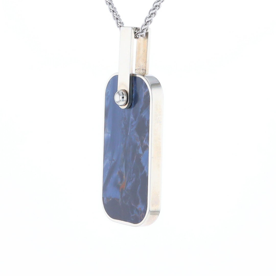 Natural pietersite inlaid dog tag cross pendant