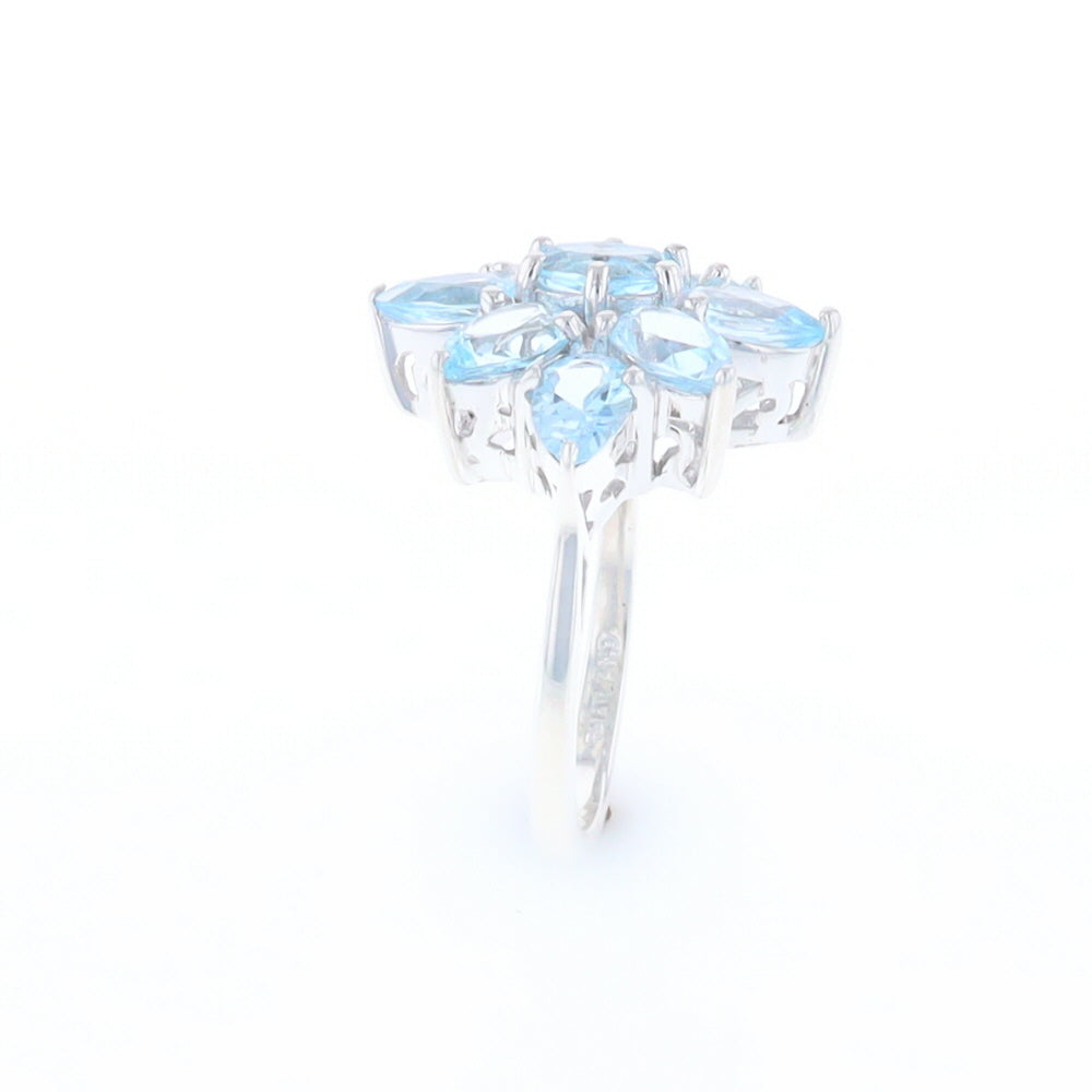 Blue Topaz Flower Ring