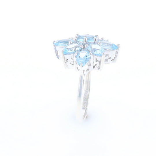 Blue Topaz Flower Ring