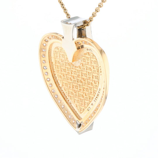 Gold Quartz Necklace Cupid's Revenge 2.24ctw Diamonds Heart Pendant (G1)