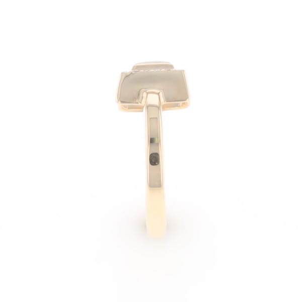 Gold Quartz Ring Square Inlaid Halo .14ctw Diamonds Design