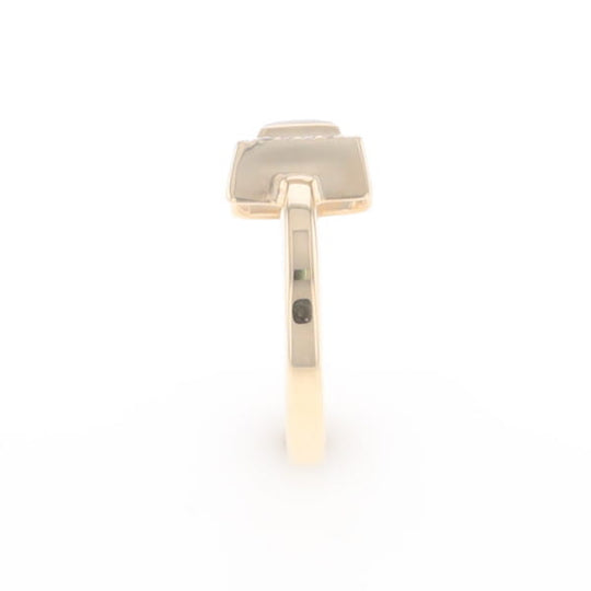 Gold Quartz Ring Square Inlaid Halo .14ctw Diamonds Design