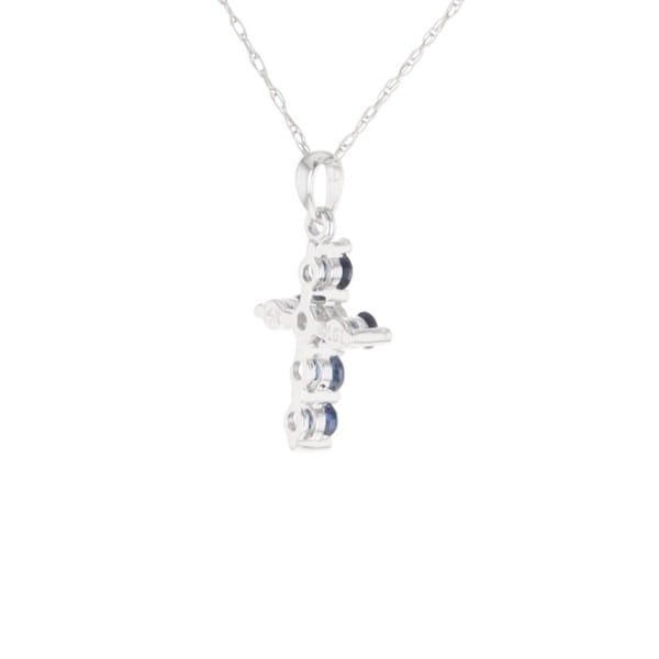 Small Blue Sapphire Cross Pendant