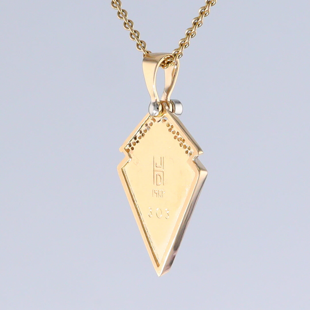 Opal Pendant Inlaid Kite Design with .19ctw Round Diamonds