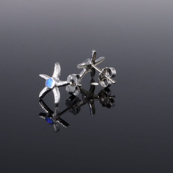 Opal Earrings Inlaid Realistic Star Fish Design
