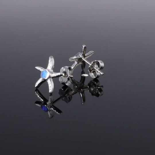 Opal Earrings Inlaid Realistic Star Fish Design