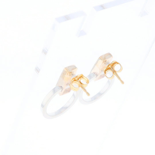 Gold Quartz Rectangle Inlaid Knocker Earrings - G2