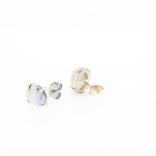 Gold Quartz Cabochon Stud Earrings