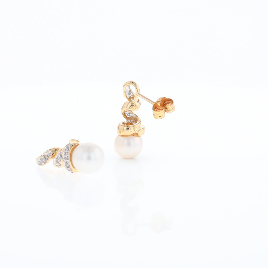 Pearl Spiral Stud Earrings