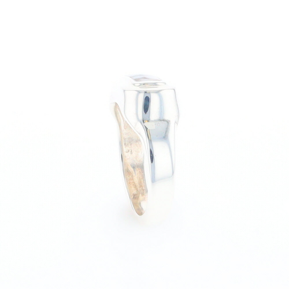 Sterling Silver Gold Quartz Inlaid Rectangular Ring - G3