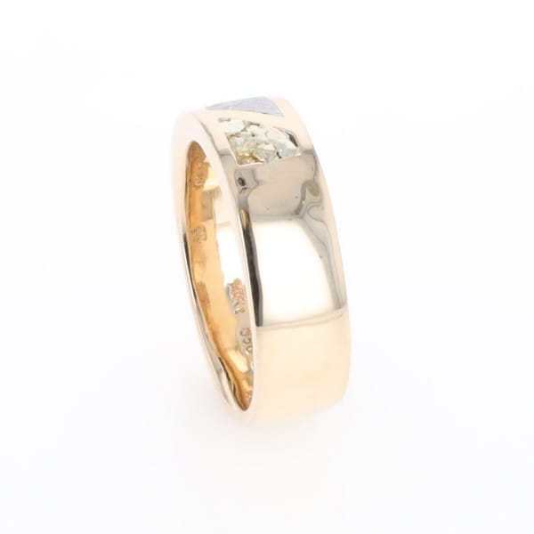 Meteorite Ring, Center Inlaid & Natural Nugget Sides