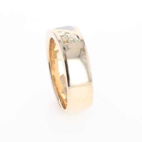 Meteorite Ring, Center Inlaid & Natural Nugget Sides