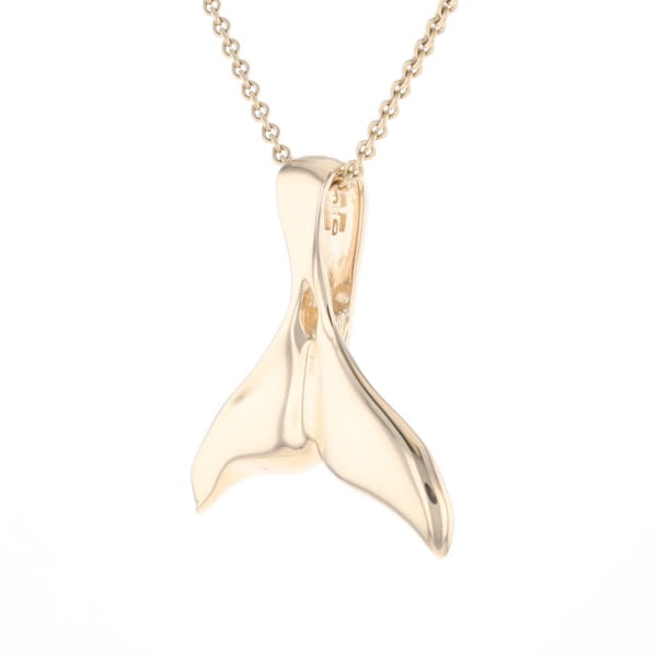 Whale Tail Natural Gold Quartz Single Side Inlaid Pendant