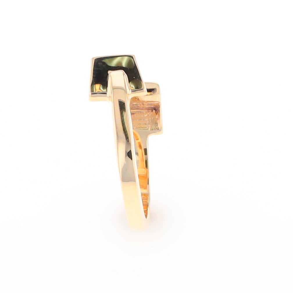 Gold Quartz Ring Natural Nuggets Inlaid Wrap Double Square Design