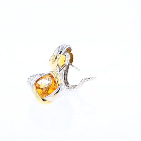 Two-Tone Checkerboard Citrine Earrings