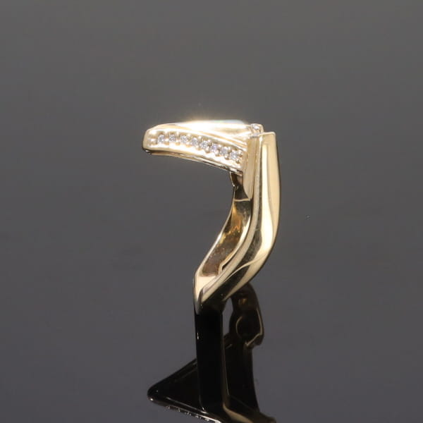 Opal Rings Triangle Inlaid Design with .31ctw Round Diamonds