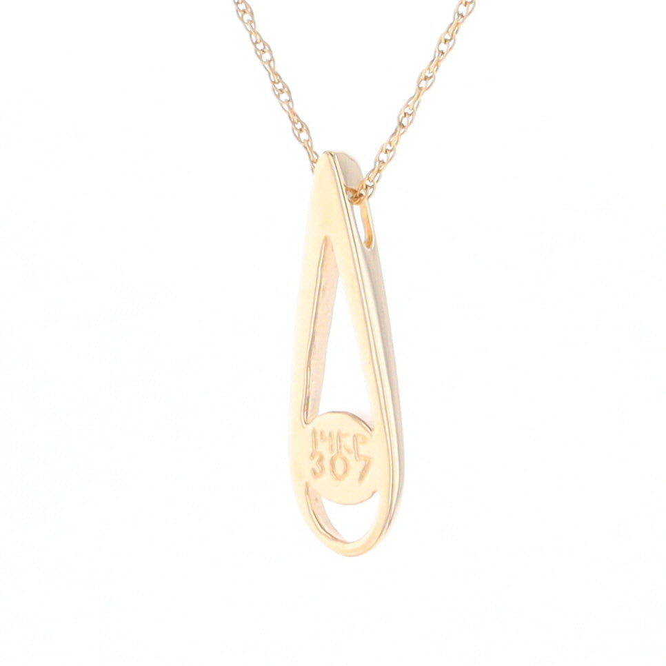 Open Teardrop Round Gold Quartz Inlaid Pendant