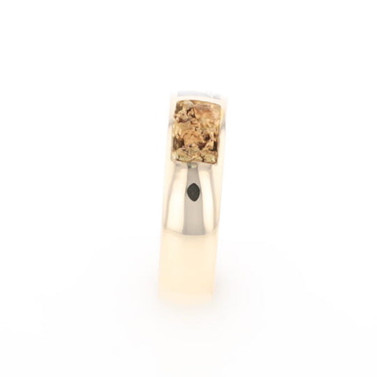 G1 Gold Quartz Ring Inlaid Center Natural Nugget Sides Band