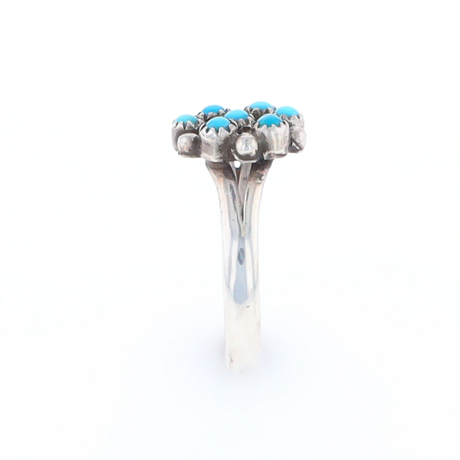 Round Turquoise Cluster Ring