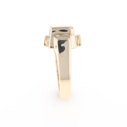 Princess Cut Diamond Gold Quartz 2-Square Inlaid Ring