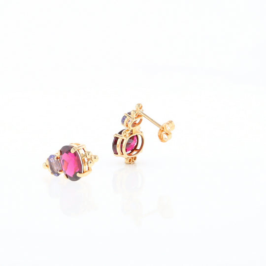 Garnet & Amethyst Dangle Earrings