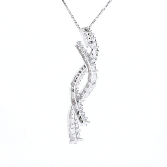 Ribbon Necklace With Black and White Diamonds