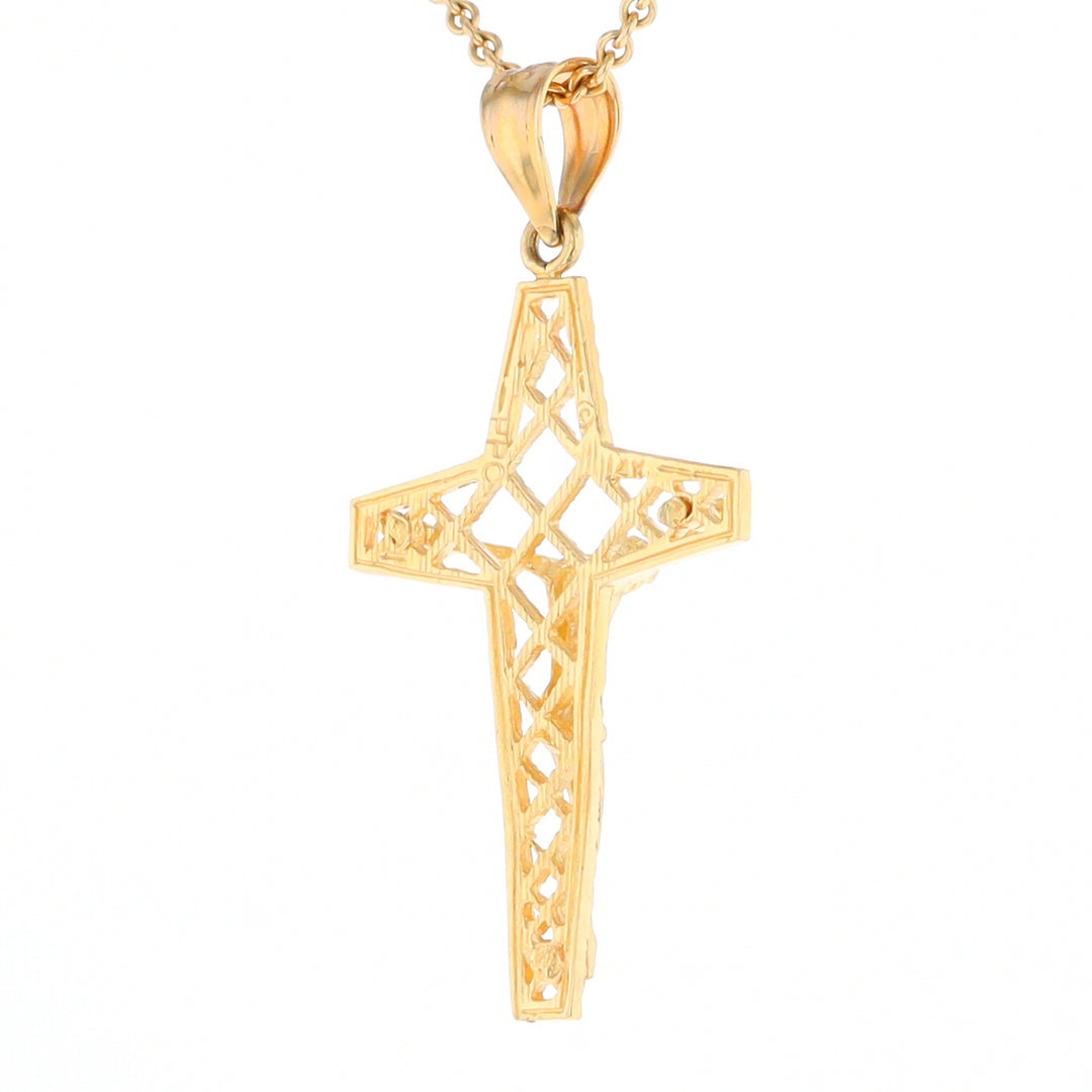 Gold Mesh Crucifix Pendant