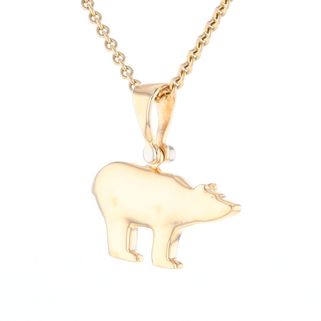Gold Quartz Inlaid Polar Bear Pendant