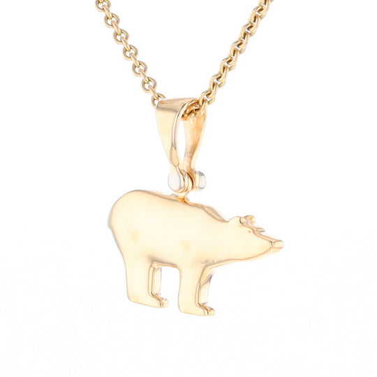Gold Quartz Inlaid Polar Bear Pendant