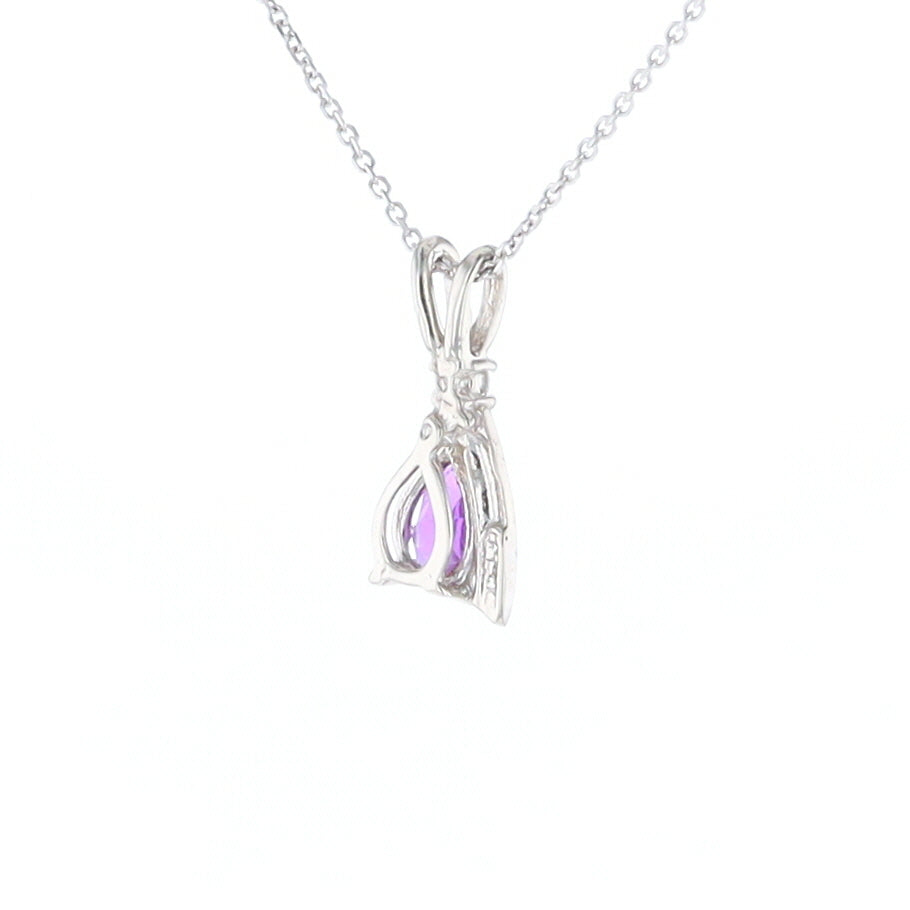 Amethyst Pear Ribbon Necklace
