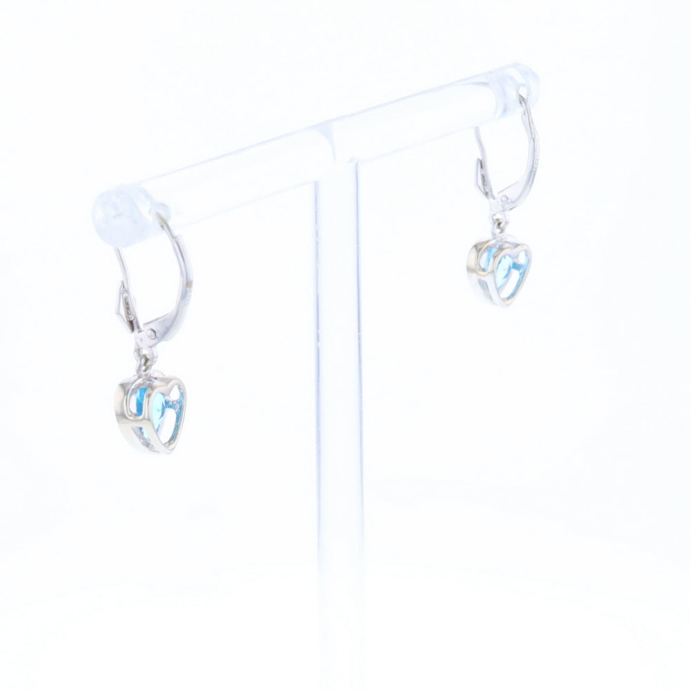 Blue Topaz Diamond Dangle Heart Earrings