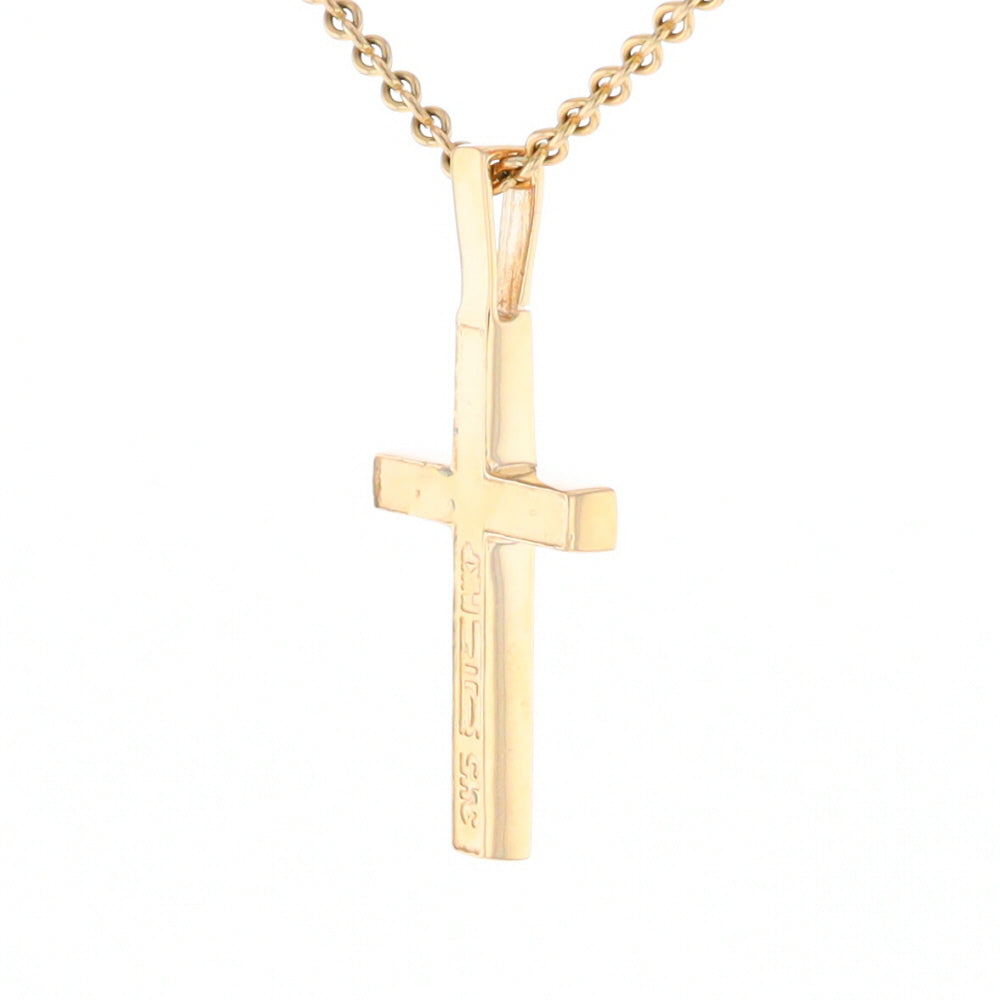 Gold Quartz Necklace 4 Section Inlaid Design Cross Pendant