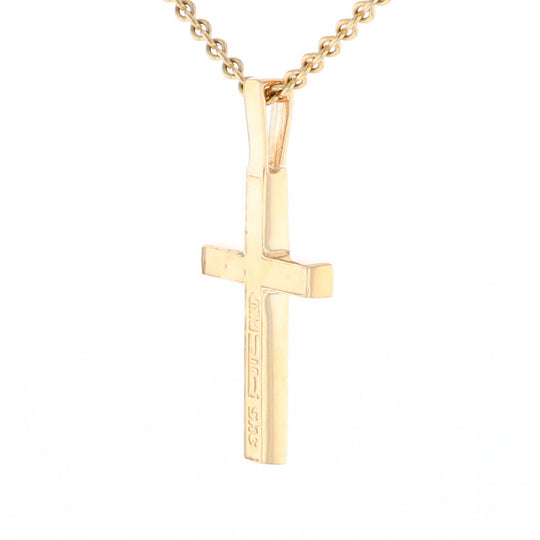 Gold Quartz Necklace 4 Section Inlaid Design Cross Pendant