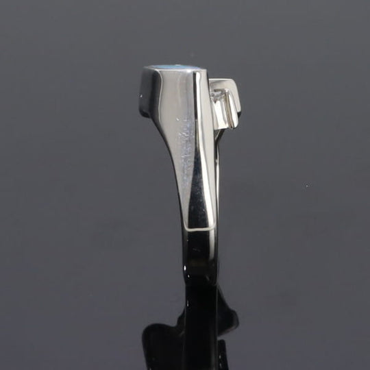 Opal Rings Geometric Inlaid Design with Tanzanite and .08ctw Diamonds