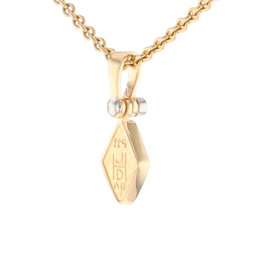 Gold Quartz Necklace Diamond Shape Inlaid Pendant with .02ct Diamond