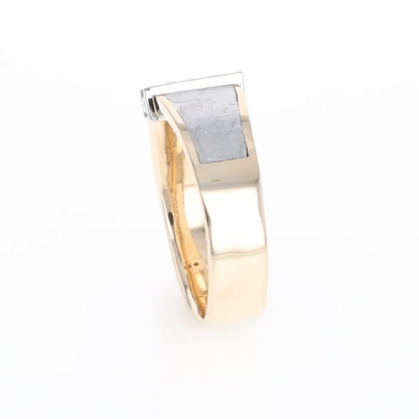 Meteorite Ring Double Sided Inlaid with .19ctw Round Diamonds