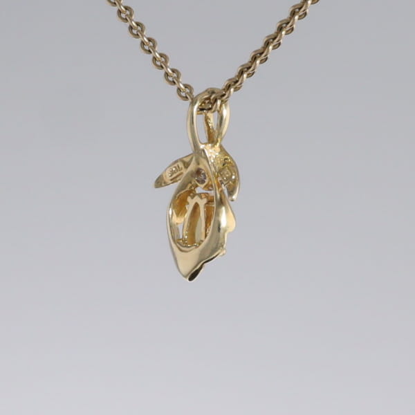 Pear-leaf Opal and Diamond Pendant