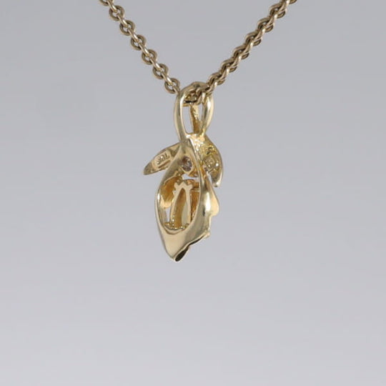 Pear-leaf Opal and Diamond Pendant