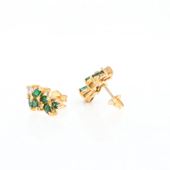 Marquise Emerald Cluster Stud Earrings