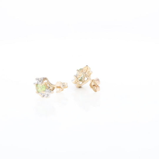 Bypass Peridot and Diamond Stud Earrings
