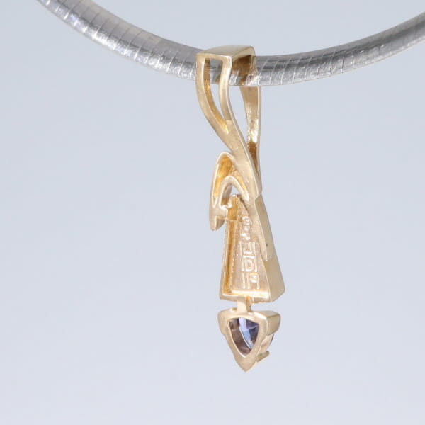 Opal Pendant Triangle Inlaid Design with Trillion Cut Tanzanite