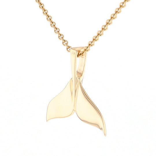 Whale Tail Necklaces Single Sided Gold Quartz Inlaid Sea life Pendant