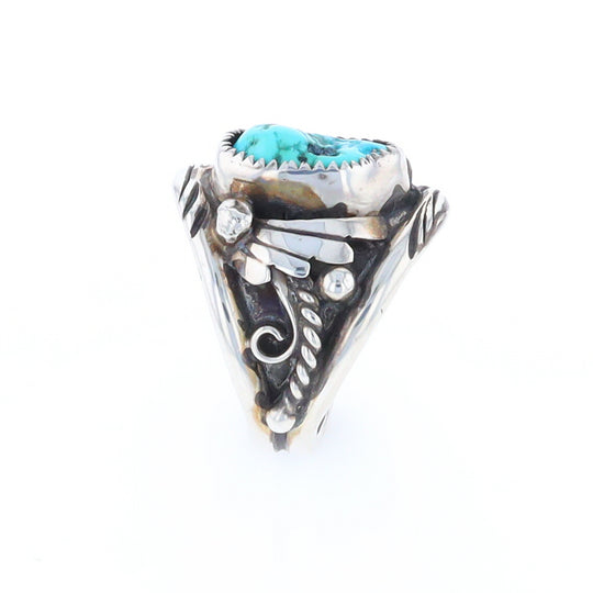 Navajo Turquoise and Feather Design Ring