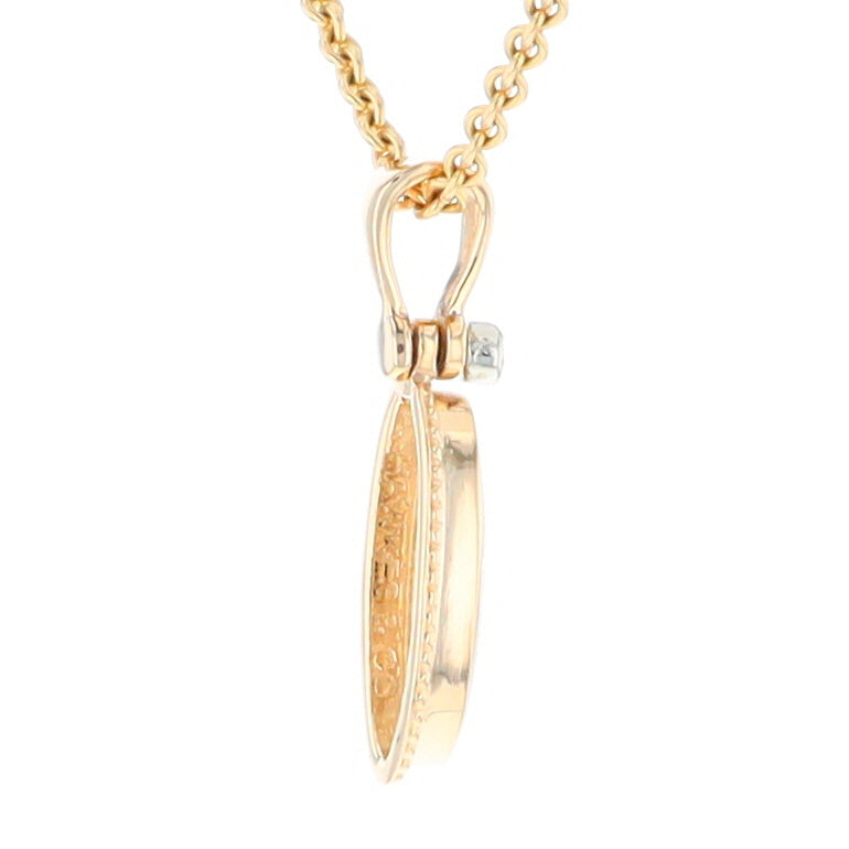 Gold Quartz Small Milgrain Oval Pendant