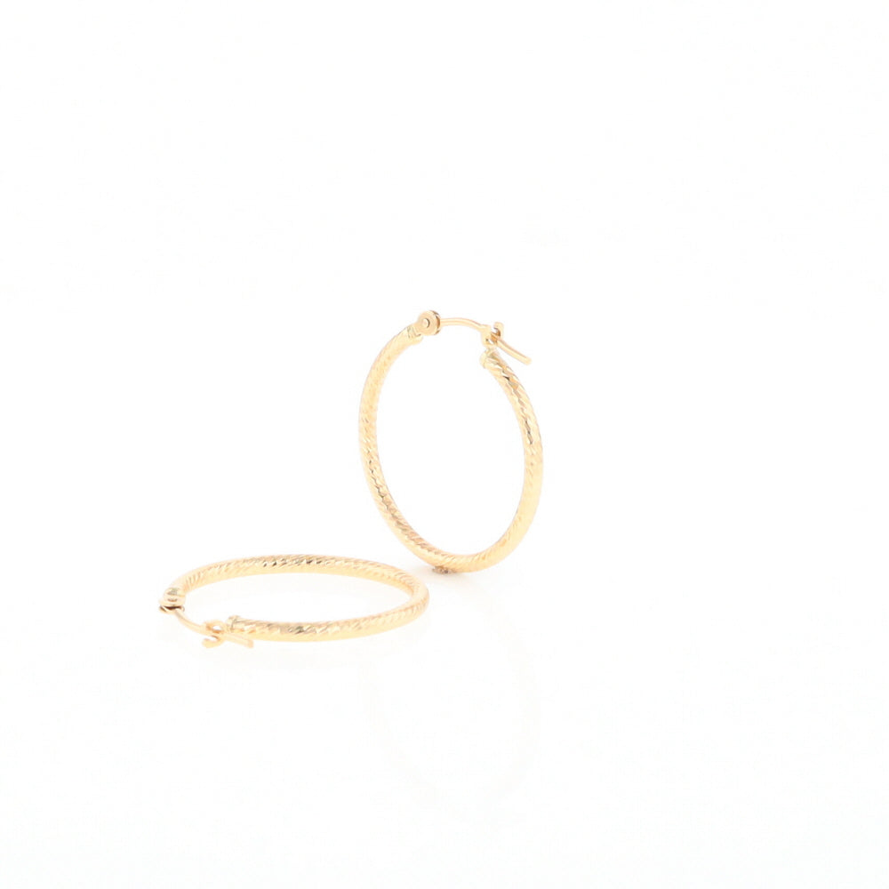 Gold Ribbed Hoop Earrings